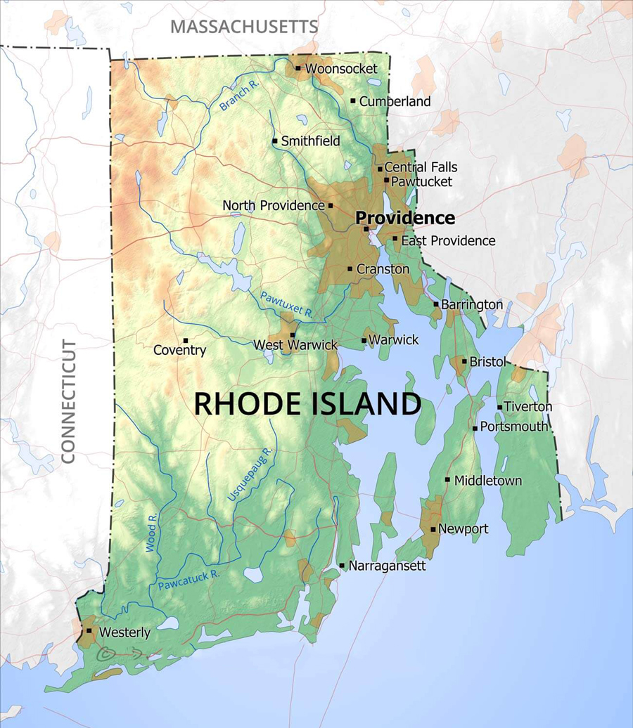 Map of the State of Rhode Island